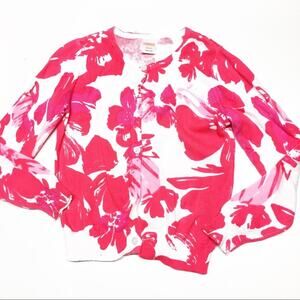 Gymboree Pink Flower Cardigan sz XS 4 Pink Sweater Long Sleeve Knit